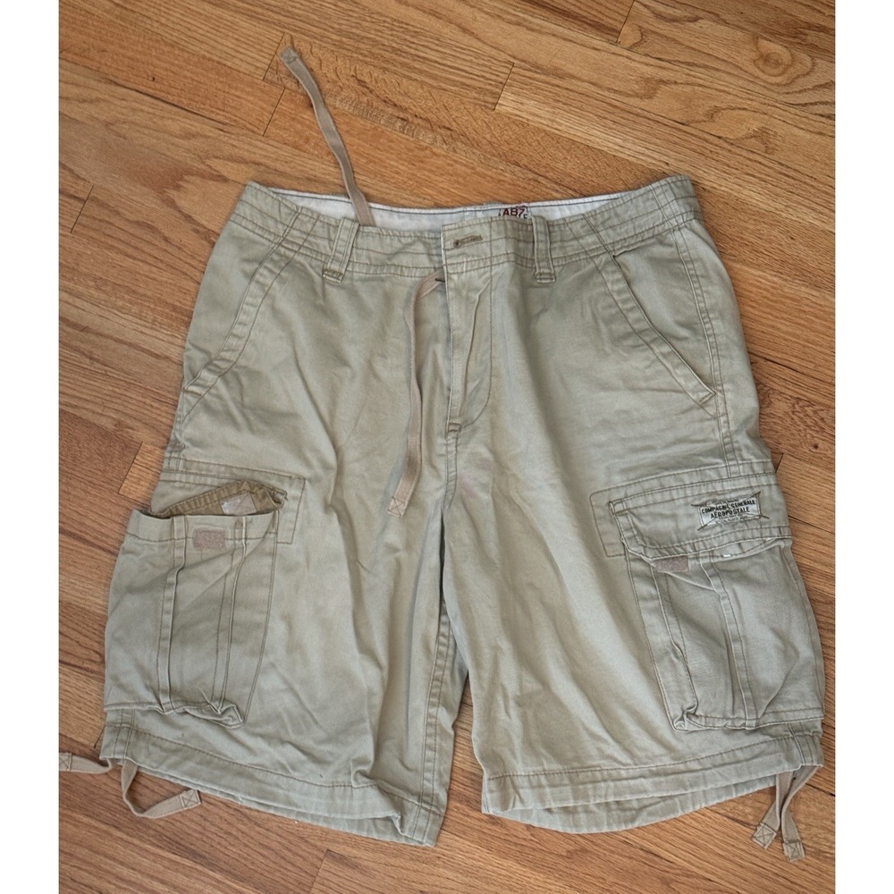 Aeropostale Men's Cargo Shorts – Size 36 Heavy Vtg Drawstring Khaki